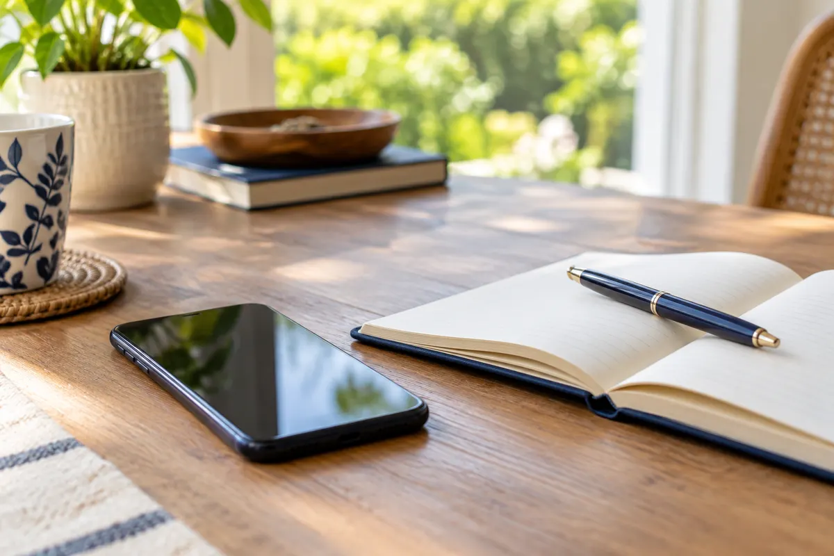 Phone and notebook prepared for a mortgage servicer conversation